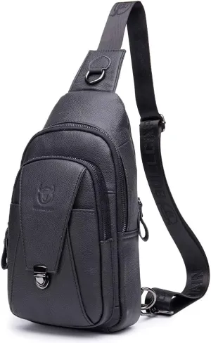 Hebetag Leather Sling Bag Crossbody Backpack for Men Women Travel Outdoor Sports