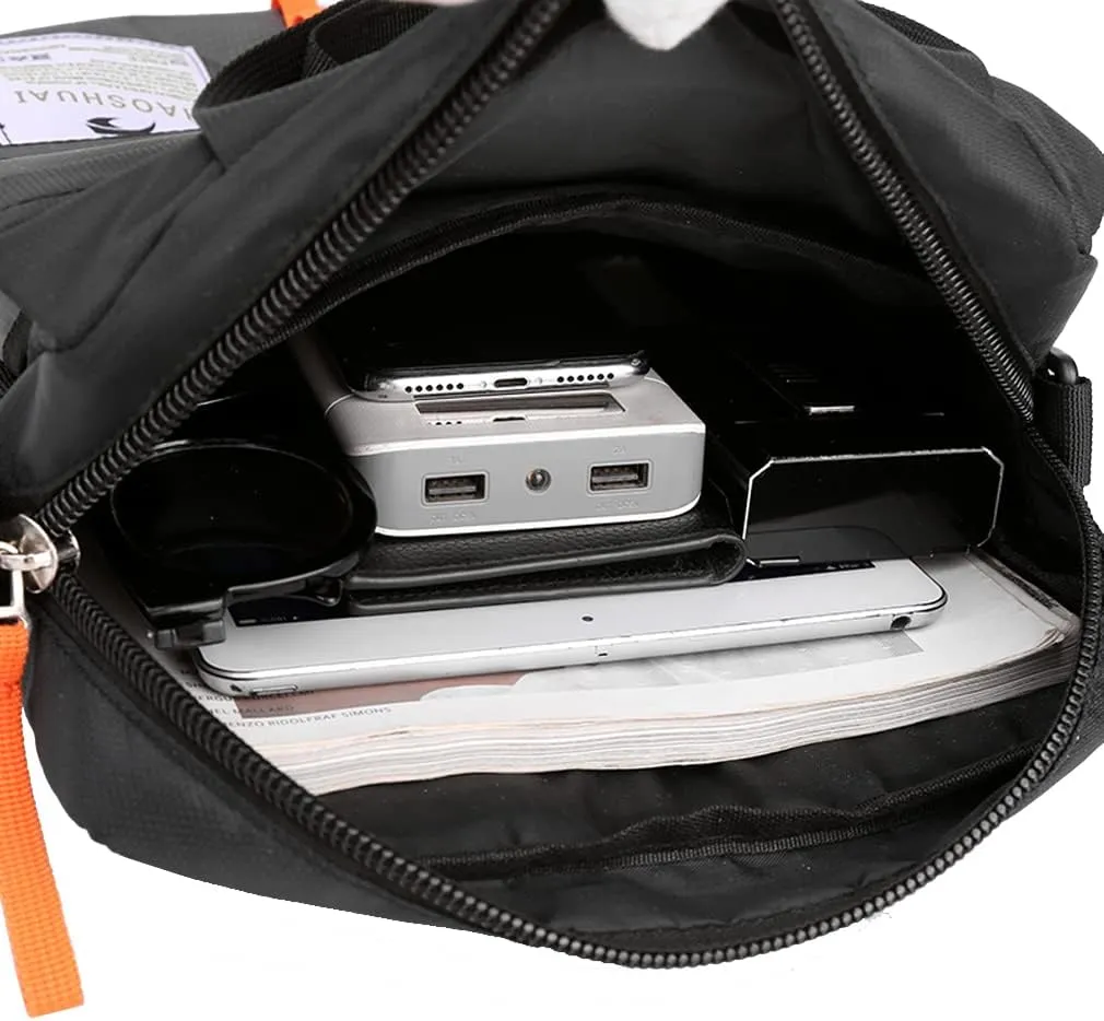 Hebetag Small Leather Shoulder Bag Crossbody Pack for Men Outdoor Travel Business
