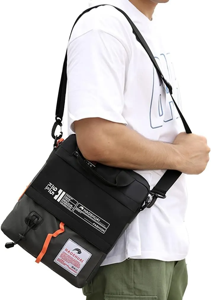 Hebetag Small Leather Shoulder Bag Crossbody Pack for Men Outdoor Travel Business