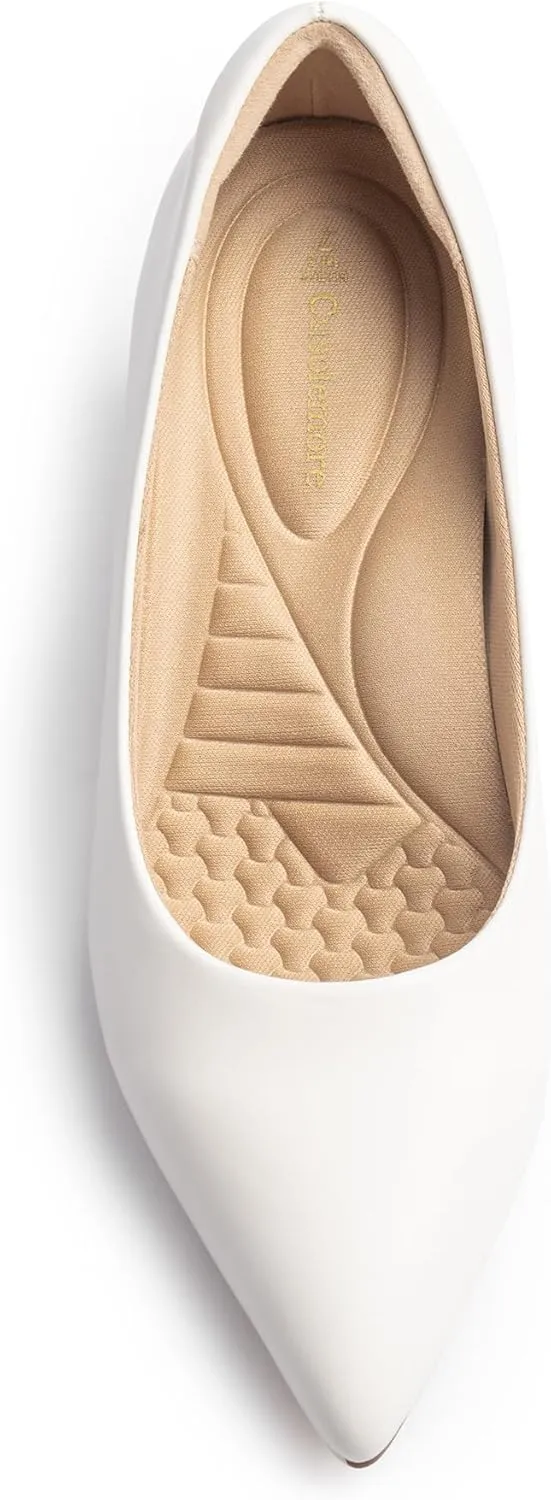 Heels for Women with Arch Support, Low Chunky Block Closed Toe Heels,Comfortable Pointed Toe Dress Office Slip on Pumps Shoes