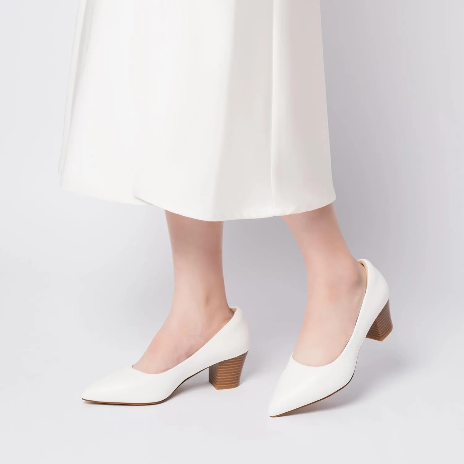 Heels for Women with Arch Support, Low Chunky Block Closed Toe Heels,Comfortable Pointed Toe Dress Office Slip on Pumps Shoes