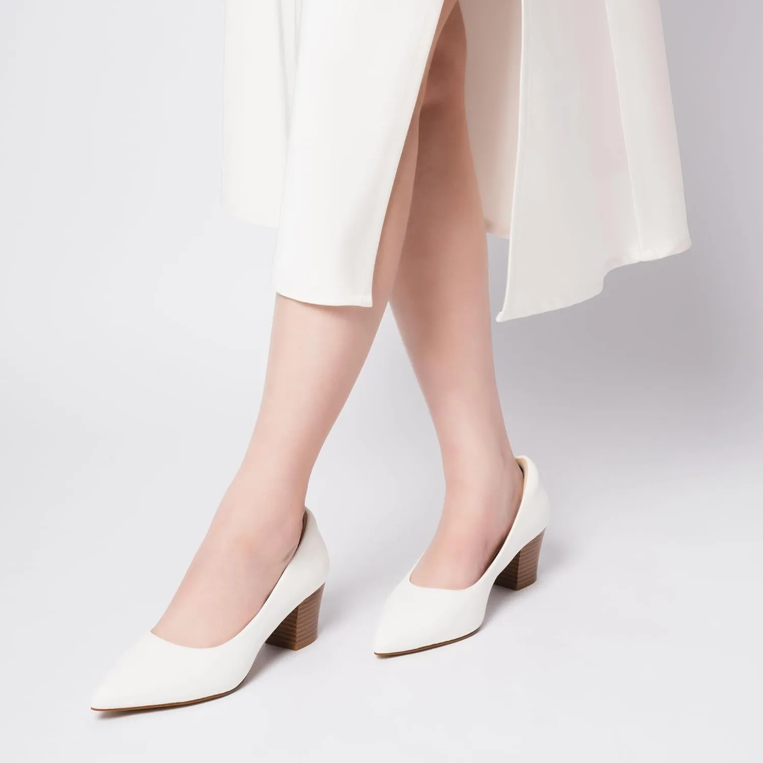 Heels for Women with Arch Support, Low Chunky Block Closed Toe Heels,Comfortable Pointed Toe Dress Office Slip on Pumps Shoes