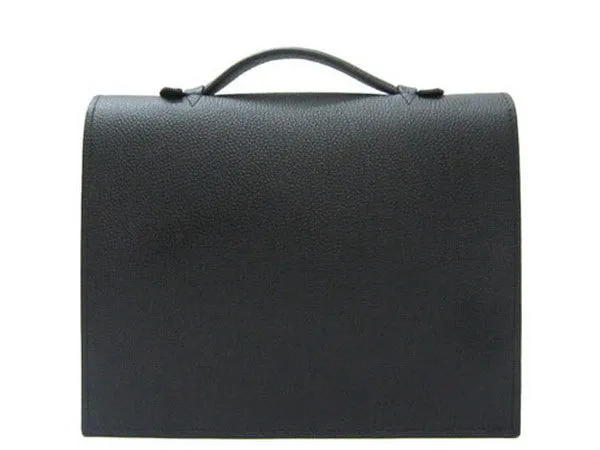 Hermes Briefcases H1048 Unisex Cow Leather Black