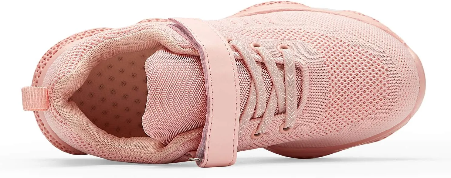 Hetios Kids Shoes Girls Lightweight Athletic Running Shoes Breathable Knit School Sports Shoes (Toddler/Little Kid/Big Kid)