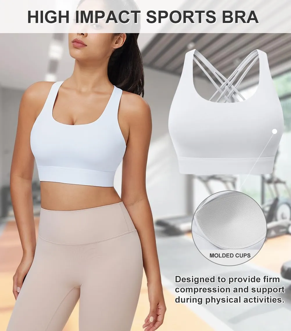 High Impact Sports Bra for Women High Support Molded Cups Strappy Women’s Sports Bra for Workout,Training and Running