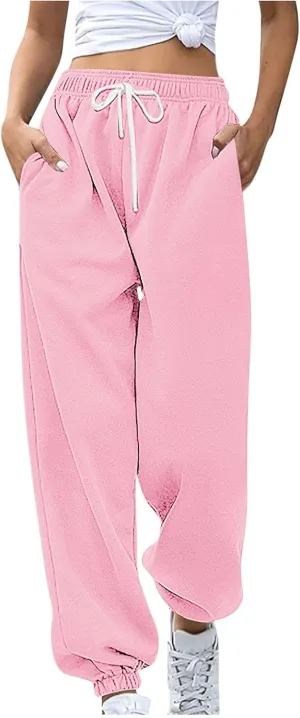 High Waist Sweatpants for Women with Pocket Jogging Pants Comfy Workout Joggers Outdoor Activities Lounge Trousers