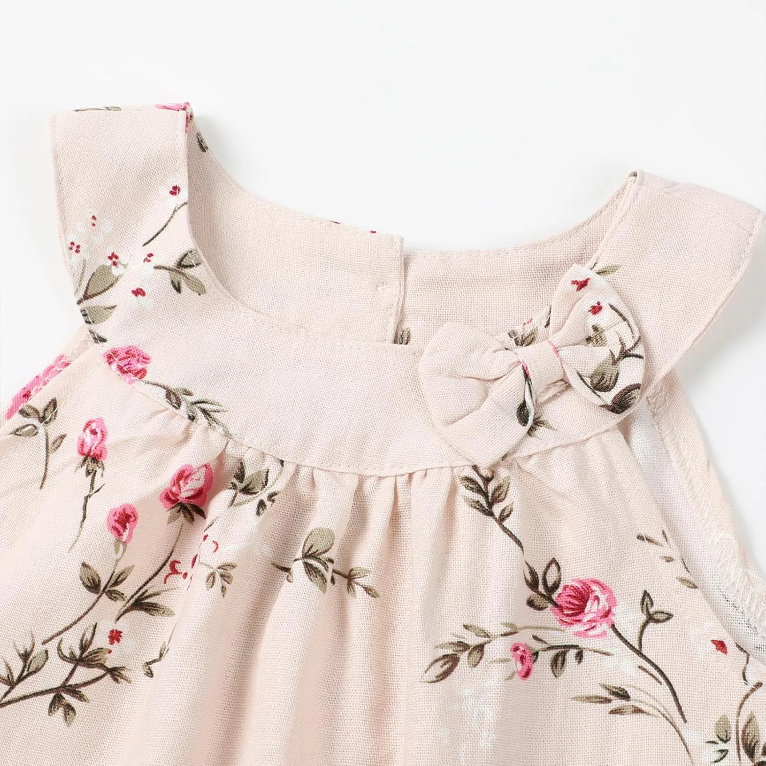 HILEELANG Little Girls Cotton Dress Sleeveless Casual Summer Sundress Flower Printed Jumper Skirt