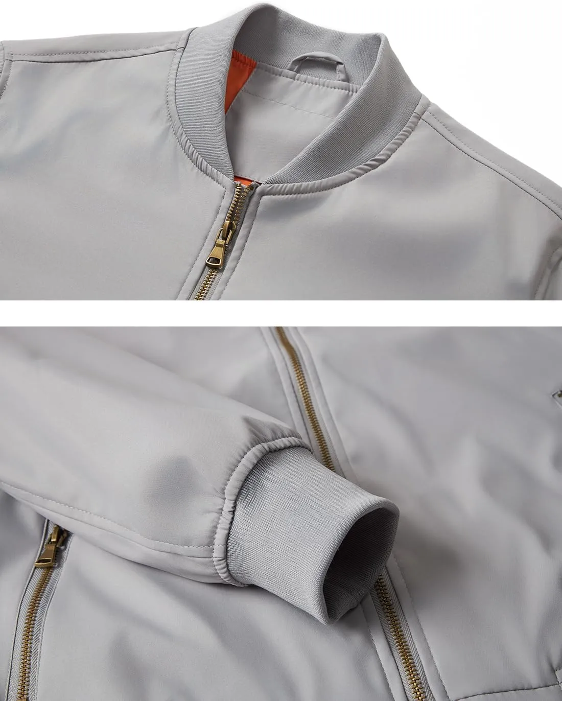 HOOD CREW Men’s Bomber Jacket Lightweight Casual Stylish Spring Fall Windbreaker Zip Up Outwear Coat with Pockets