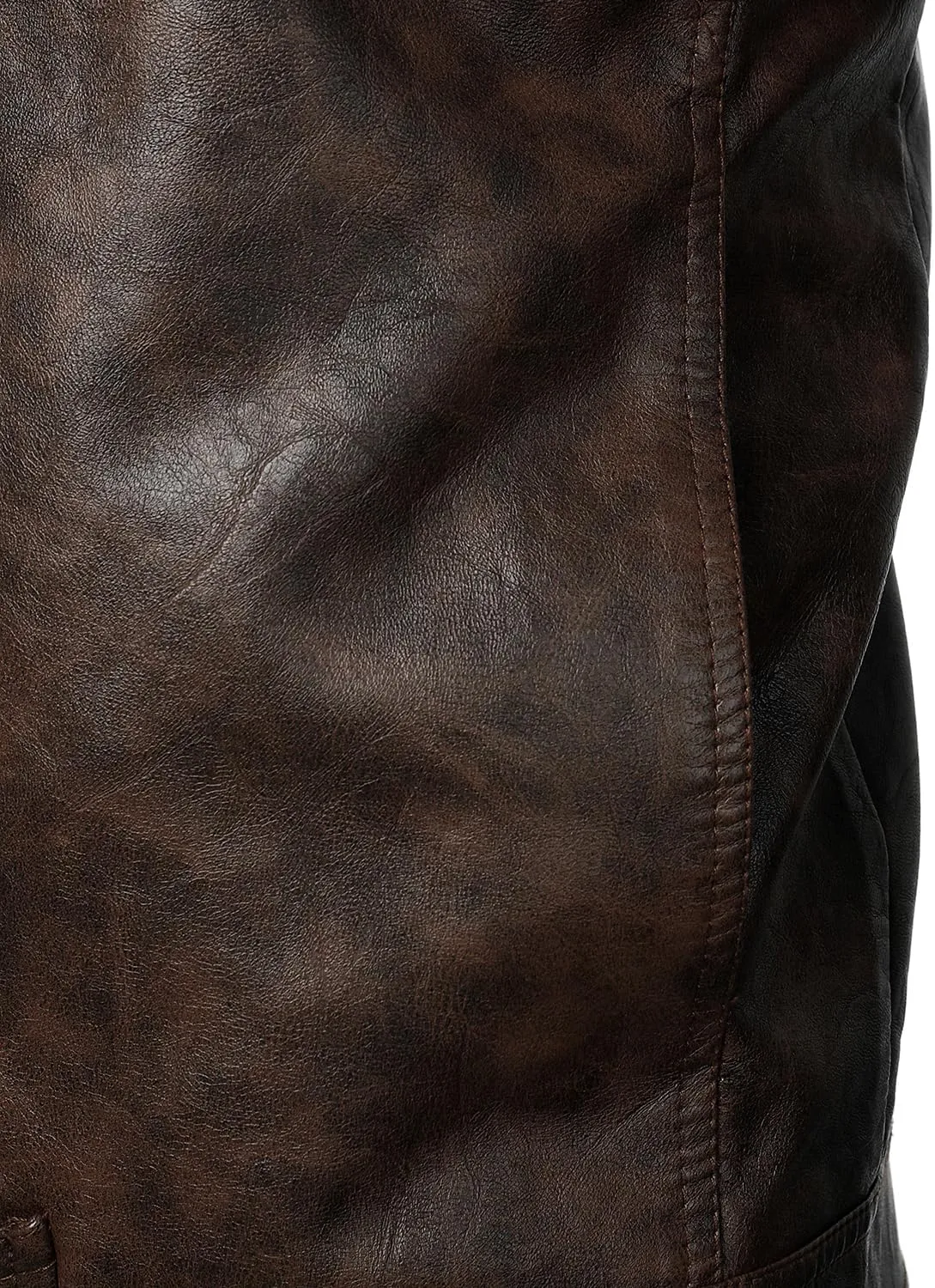HOOD CREW Men’s Faux Leather Jacket Cool Biker Jackets Vintage Stand Collar Lightweight Leather Outwear Coat
