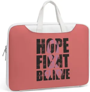 Hope Fight Believe - Breast Cancer Leather Bag Laptop Case Slim Water Resistant Computer Bags with Handle Briefcase for Work