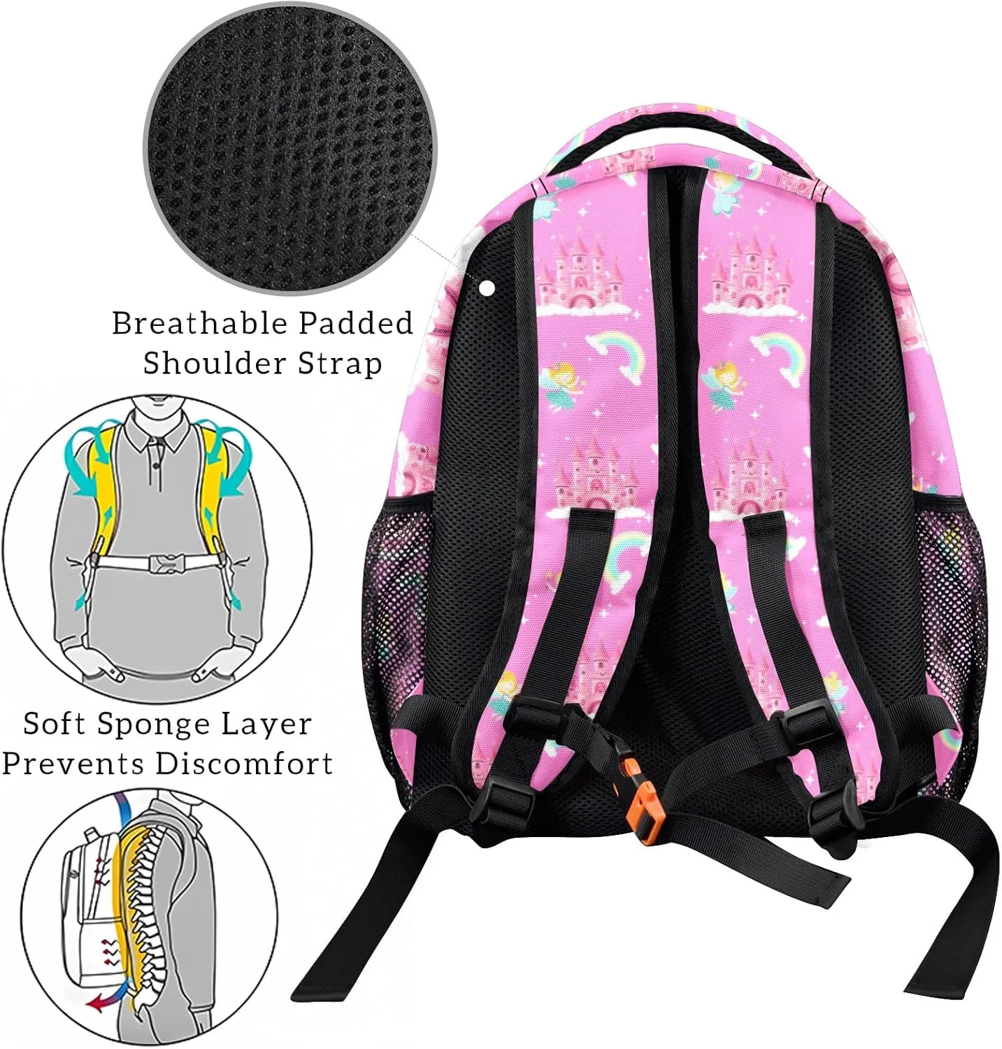 HUGLAZY Girls Backpack for Elementary School, Princess Backpack for Kindergarten Cute Lightweight Kids Backpacks for Girls