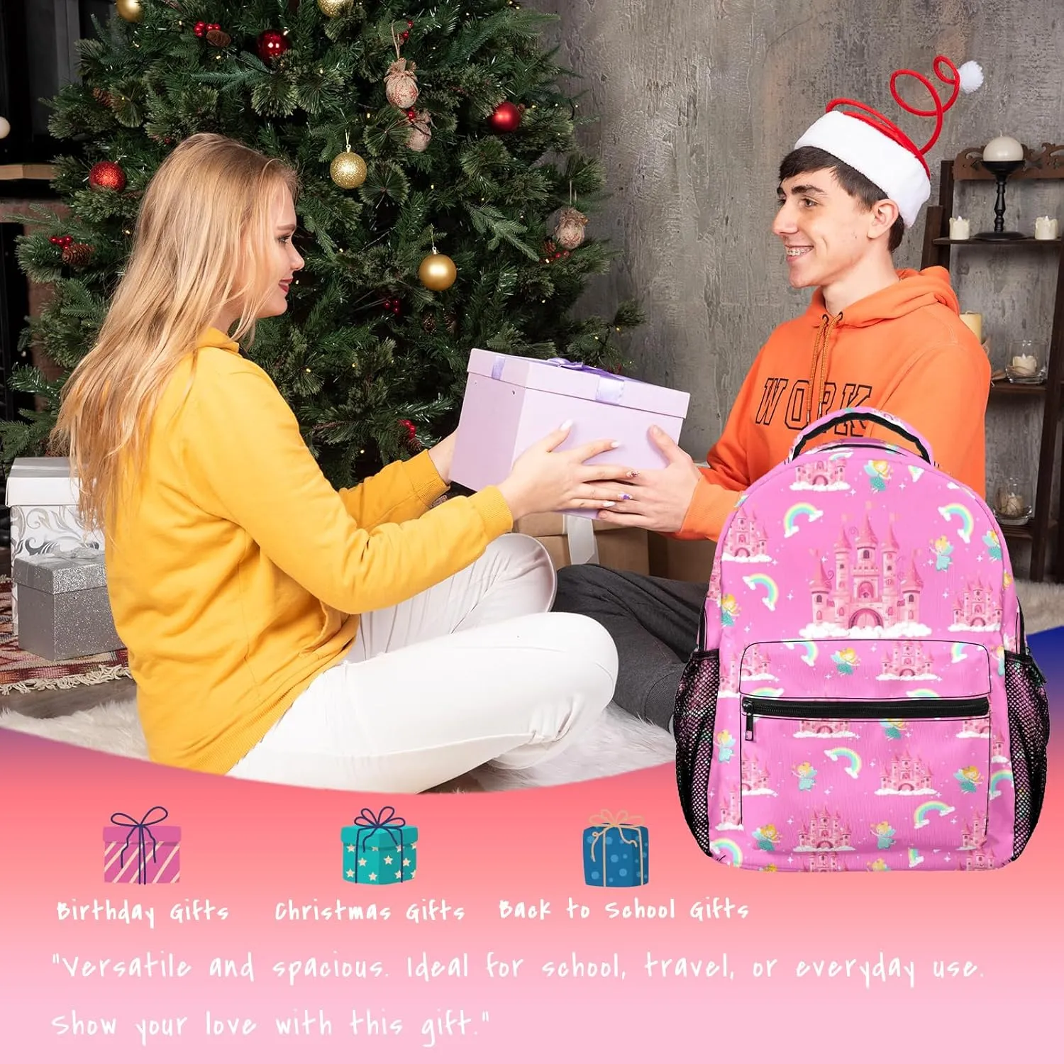 HUGLAZY Girls Backpack for Elementary School, Princess Backpack for Kindergarten Cute Lightweight Kids Backpacks for Girls