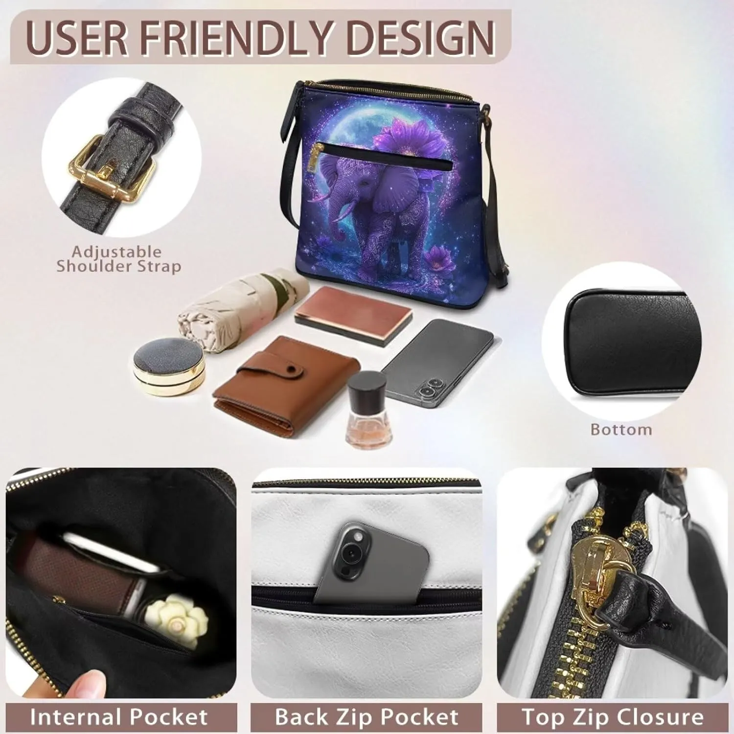HUGS IDEA Crossbody Bag for Women Leather Handbag Sling Bag Large Hobo Bag Cell Phone Bag