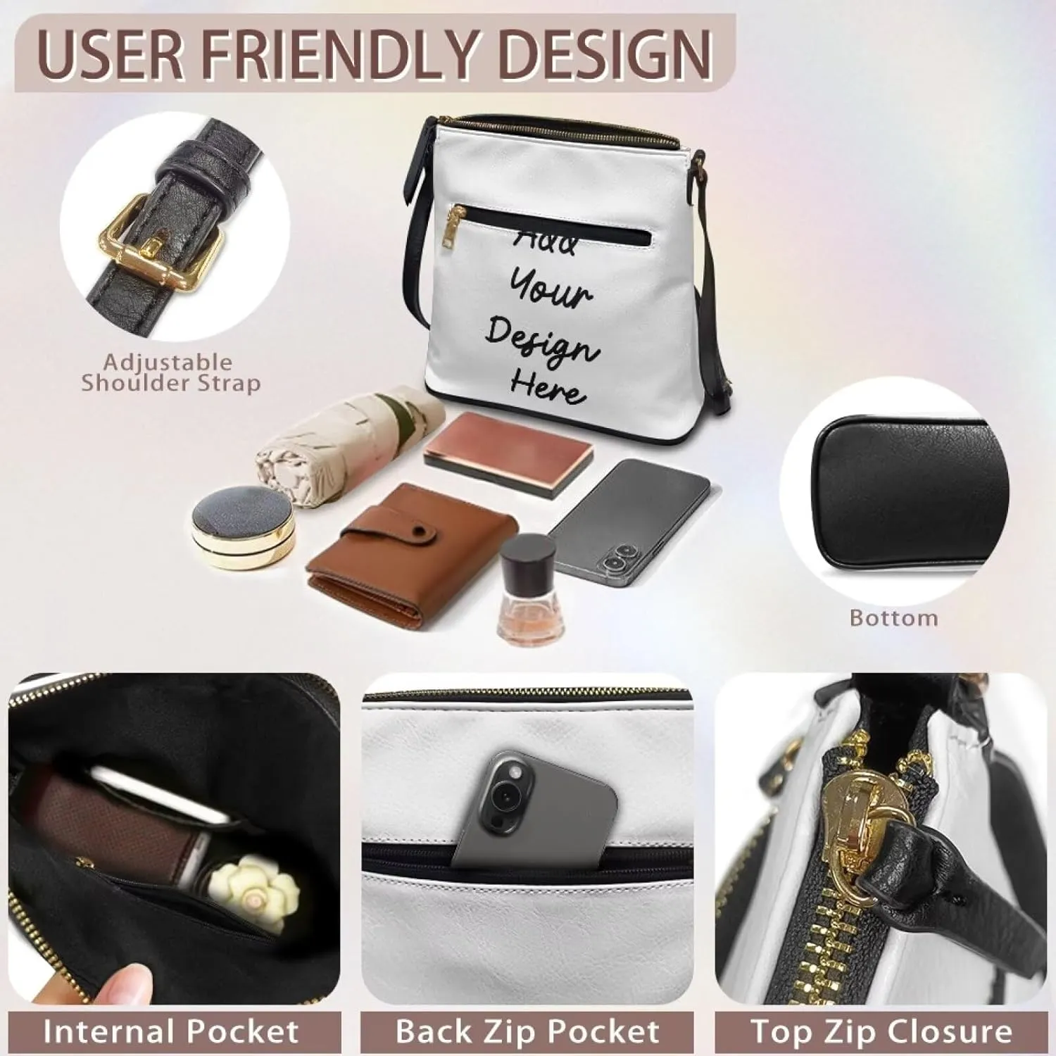 HUGS IDEA Crossbody Purse for Women Leather Satchel Bags Crossbody Shoulder Bag Tote Handbag