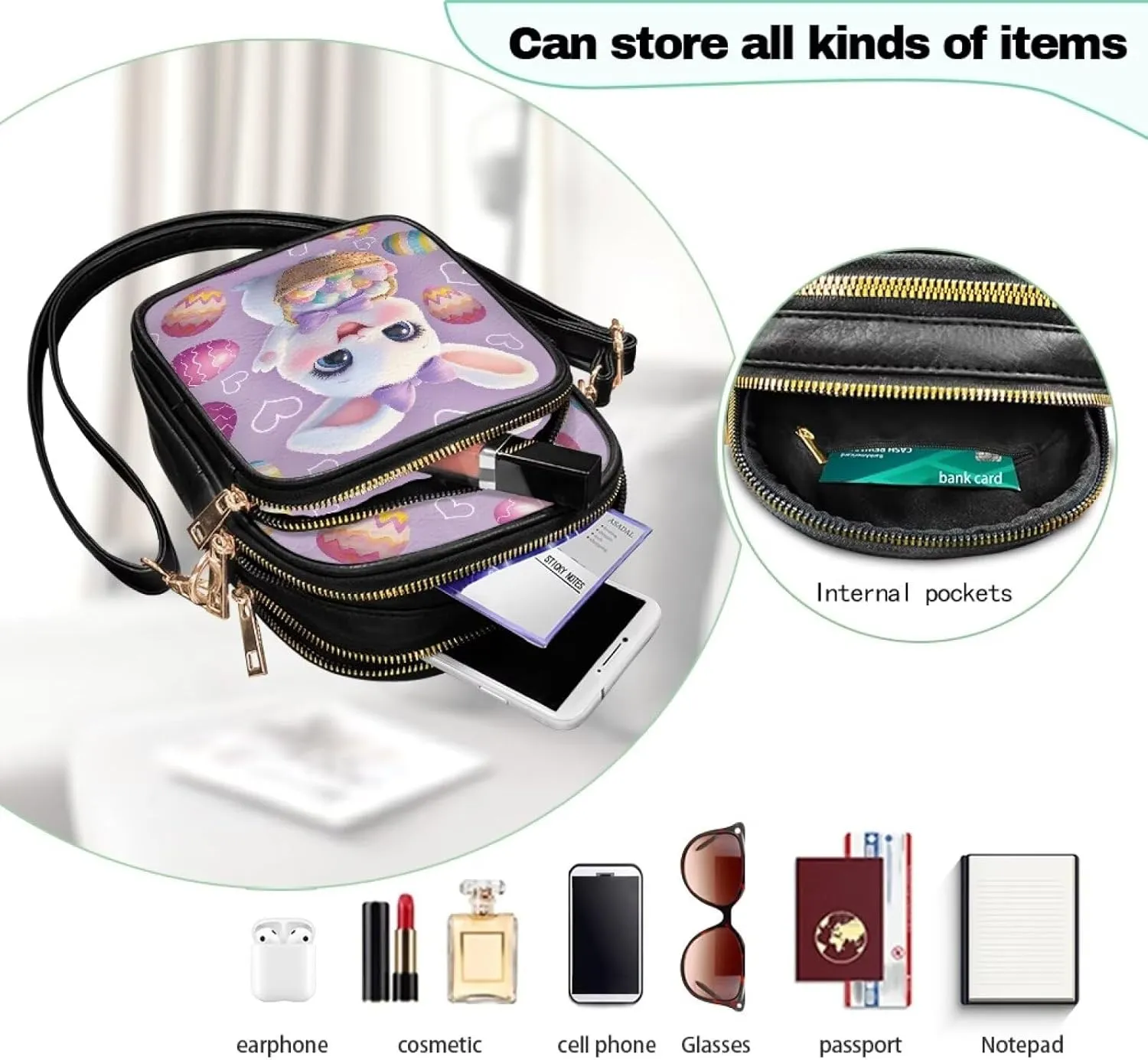 HUGS IDEA Crossbody Wallet for Women Sling Bag with Shoulder Strap Fashion Crossbody Purse for Easter