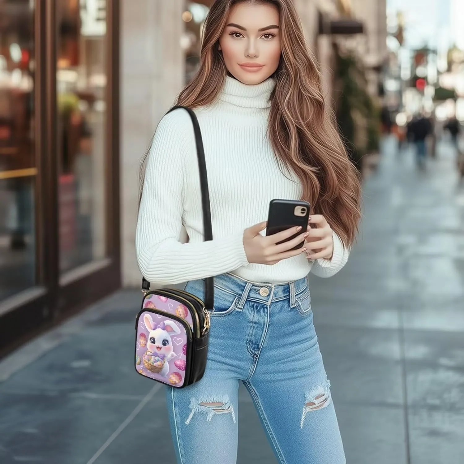 HUGS IDEA Crossbody Wallet for Women Sling Bag with Shoulder Strap Fashion Crossbody Purse for Easter