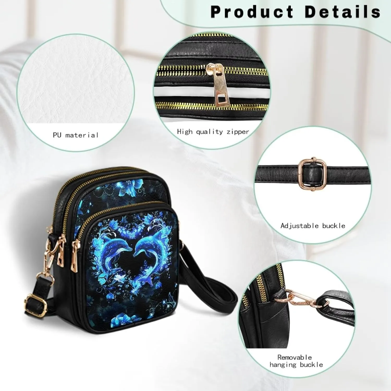 HUGS IDEA Leather Crossbody Bags for Women Trendy Leather Purse Shoulder Handbag for Work
