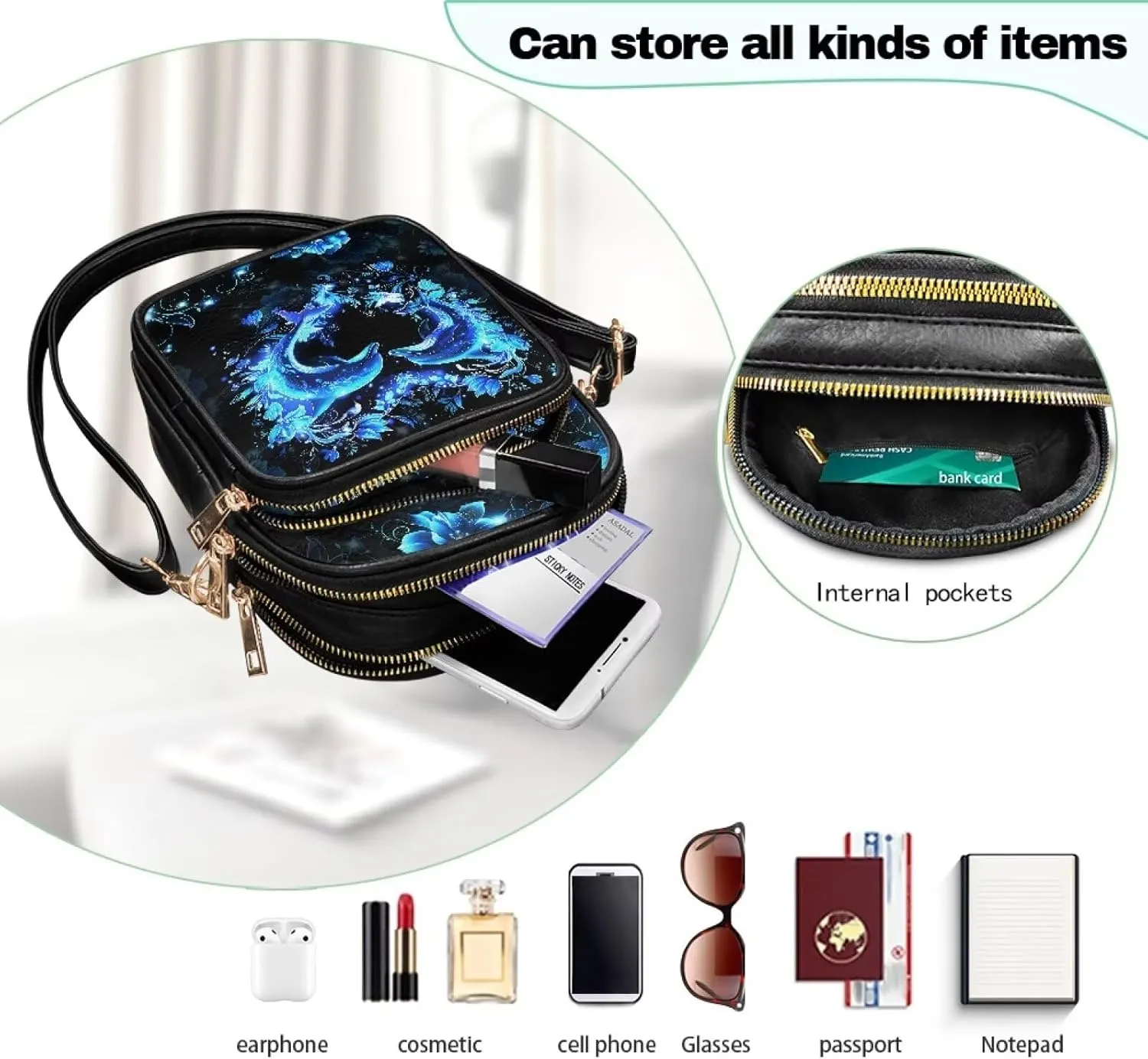 HUGS IDEA Leather Crossbody Bags for Women Trendy Leather Purse Shoulder Handbag for Work