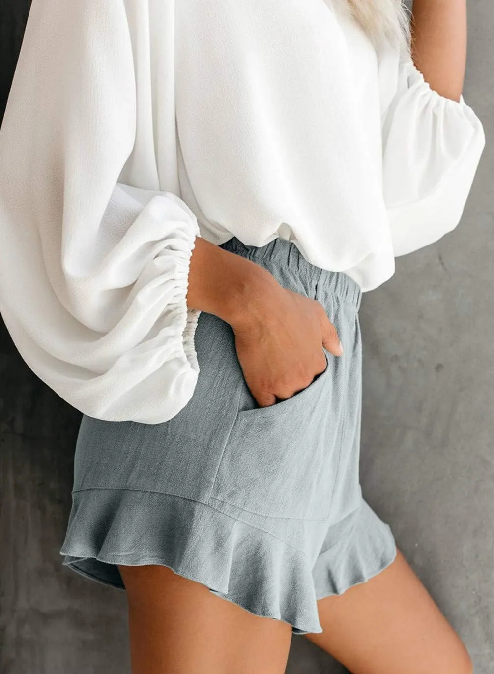 HUUSA Women's Casual Loose Summer Beach Shorts Comfy High Waist Loungwear Athletic Shorts with Pockets