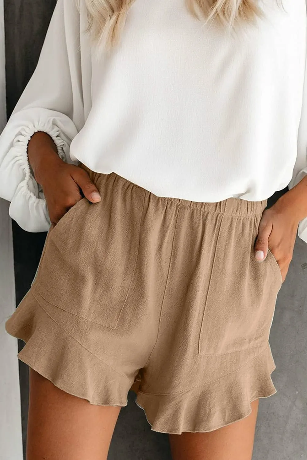 HUUSA Women's Casual Loose Summer Beach Shorts Comfy High Waist Loungwear Athletic Shorts with Pockets