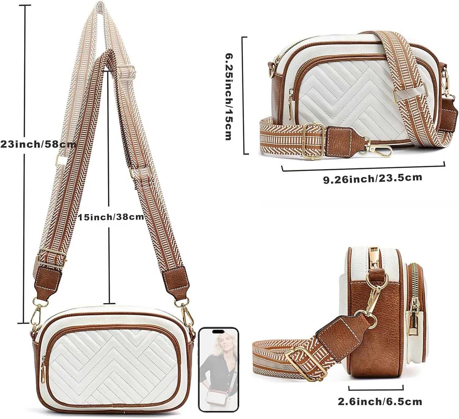 I IHAYNER Small Quilted Crossbody Bags for Women Vegan Leather Purses Designer Shoulder Handbags with Colored Shoulder Strap