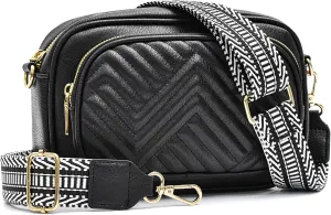 I IHAYNER Small Quilted Crossbody Bags for Women Vegan Leather Purses Designer Shoulder Handbags with Colored Shoulder Strap