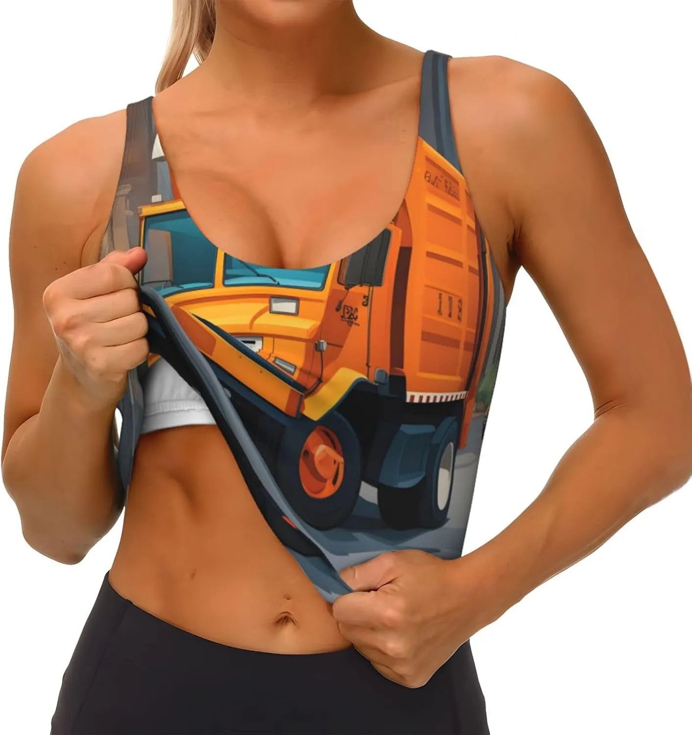 I Love Garbage Trucks Prints Women's Sports Vest - Lightweight, Breathable, and Comfortable Sportswear for Fitness