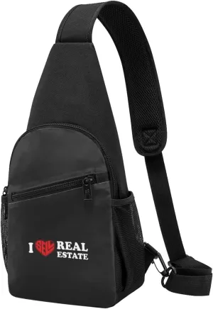 I Love Real Estate Unisex Chest Bag Lightweight Crossbody Shoulder Bag Travel Pocket