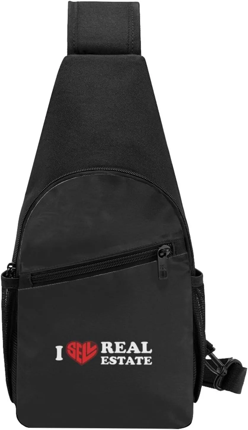 I Love Real Estate Unisex Chest Bag Lightweight Crossbody Shoulder Bag Travel Pocket