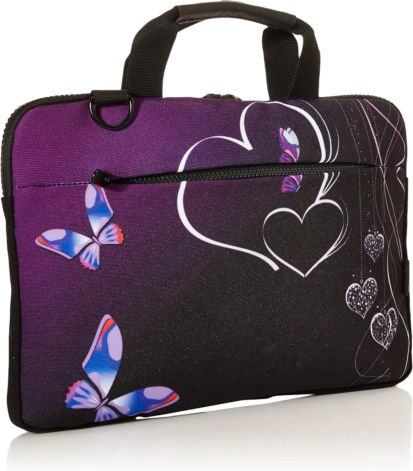 iColor Purple Butterflies Canvas Laptop Carrying Shoulder Sleeve Case Protective Bag Briefcase Fits 11.6 12 12.9 13 13.3 Inches Laptop Ultrabook Netbook CSH-05