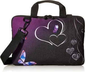 iColor Purple Butterflies Canvas Laptop Carrying Shoulder Sleeve Case Protective Bag Briefcase Fits 11.6 12 12.9 13 13.3 Inches Laptop Ultrabook Netbook CSH-05