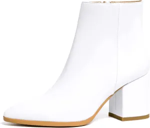 IDIFU Women Dress Ankle Boot with Low Chunky Heel Pointed Toe Side Zipper Bootie Shoe for Women Office Business Date Wedding