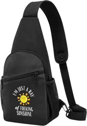 I'M A Ray Of Fucking Sunshine Unisex Chest Bag Lightweight Crossbody Shoulder Bag Travel Pocket Black