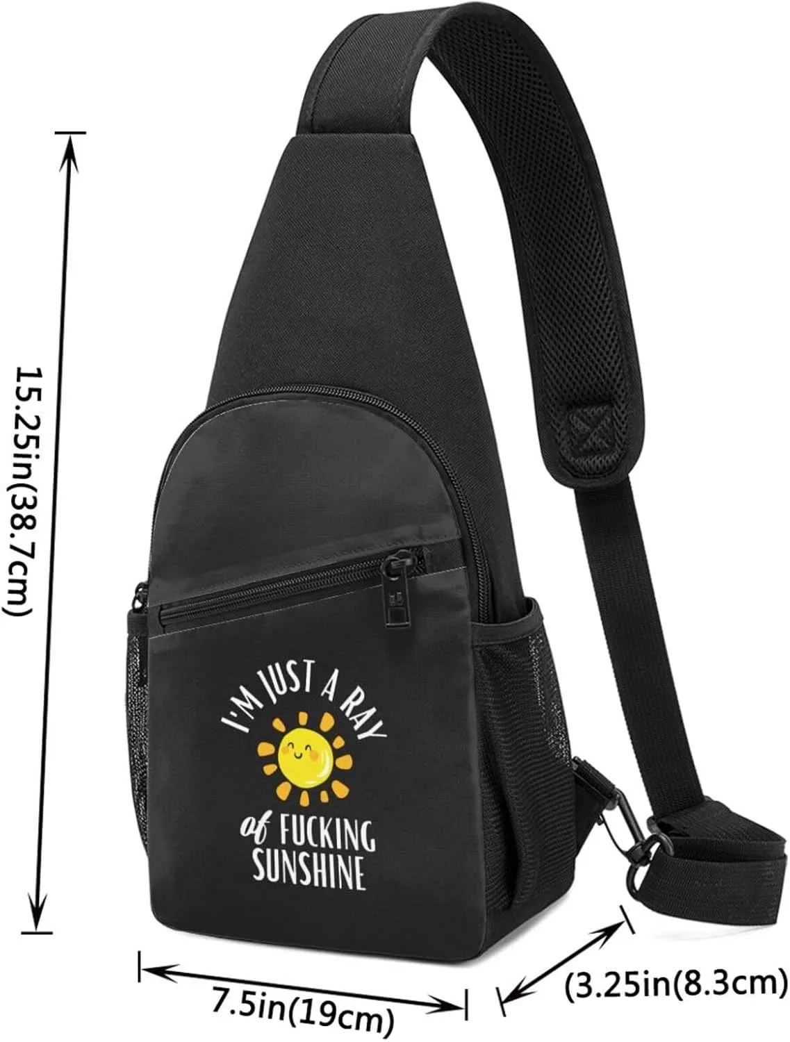 I'M A Ray Of Fucking Sunshine Unisex Chest Bag Lightweight Crossbody Shoulder Bag Travel Pocket Black