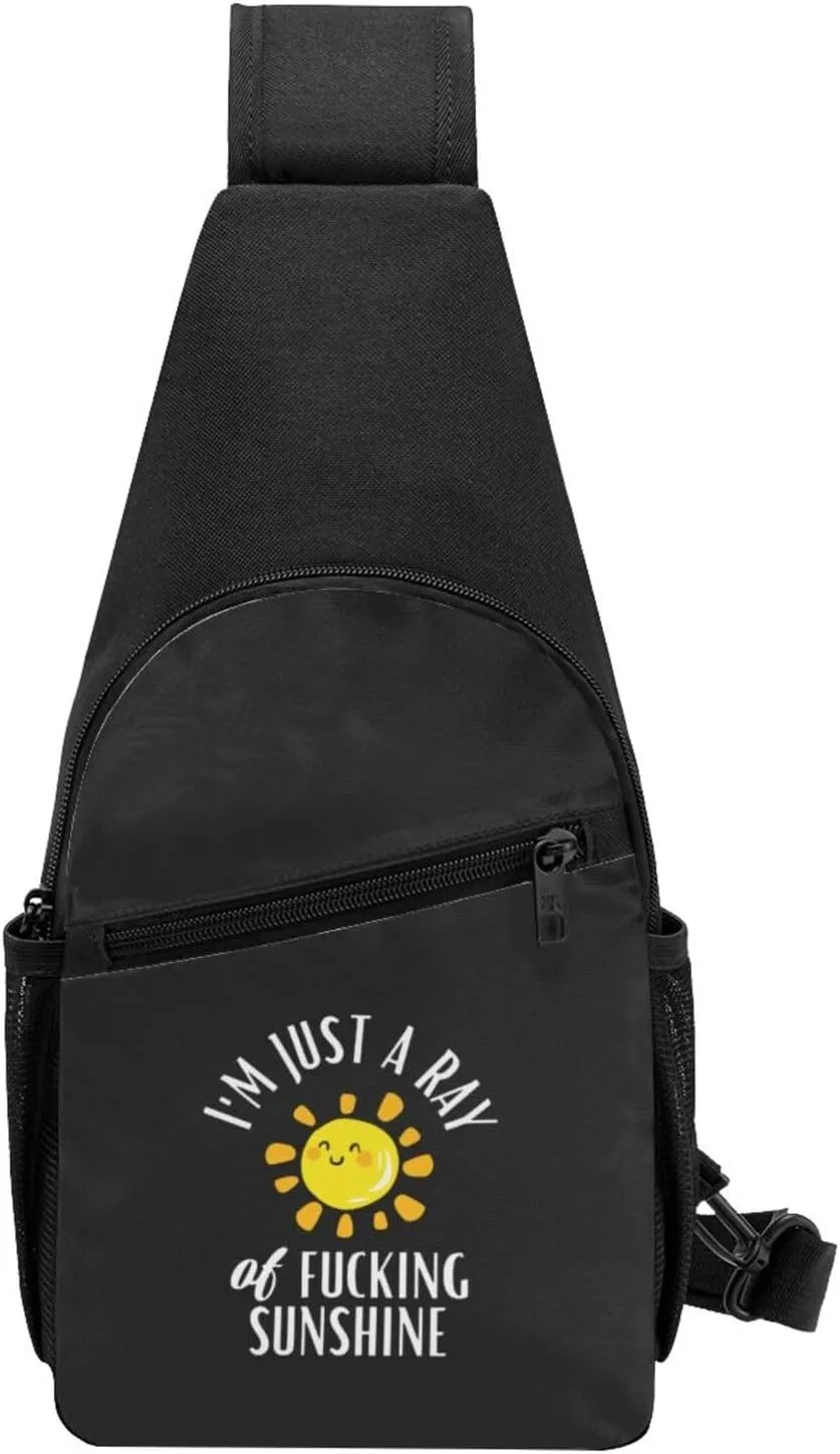 I'M A Ray Of Fucking Sunshine Unisex Chest Bag Lightweight Crossbody Shoulder Bag Travel Pocket Black