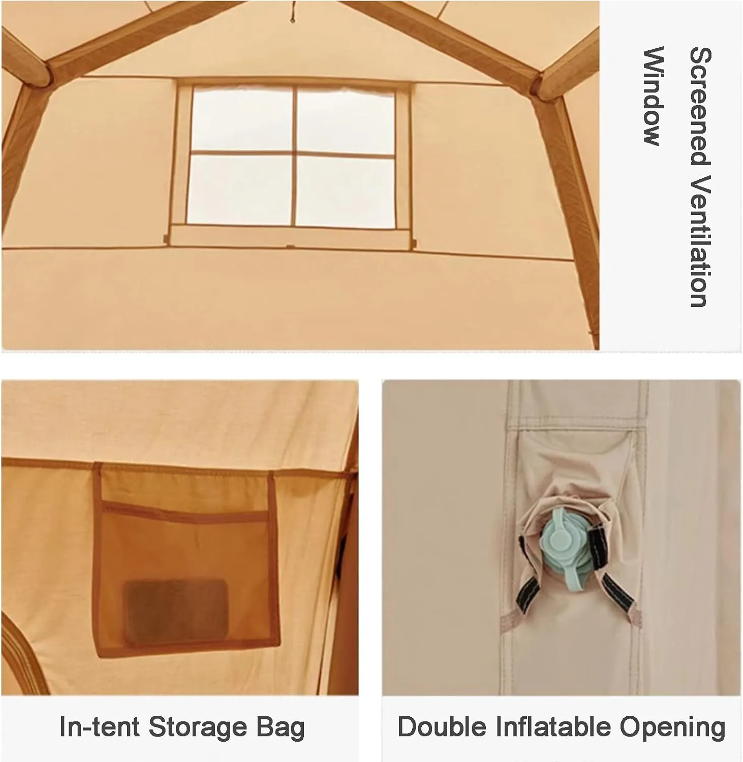 Inflatable Canvas Tents for Family Camping,Camping Yurt Tent for Hiking and Backpacking 5-8 Person Dome Camp Tents with Included Tent Gear Loft for Outdoor Accessories