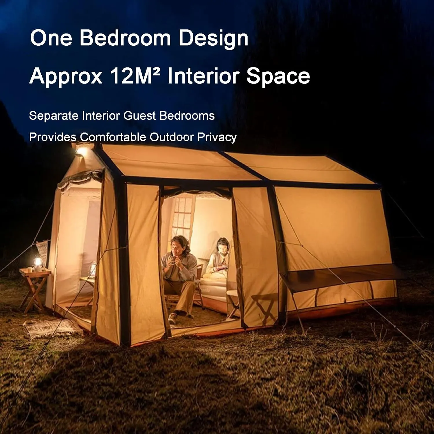 Inflatable Canvas Tents for Family Camping,Camping Yurt Tent for Hiking and Backpacking 5-8 Person Dome Camp Tents with Included Tent Gear Loft for Outdoor Accessories