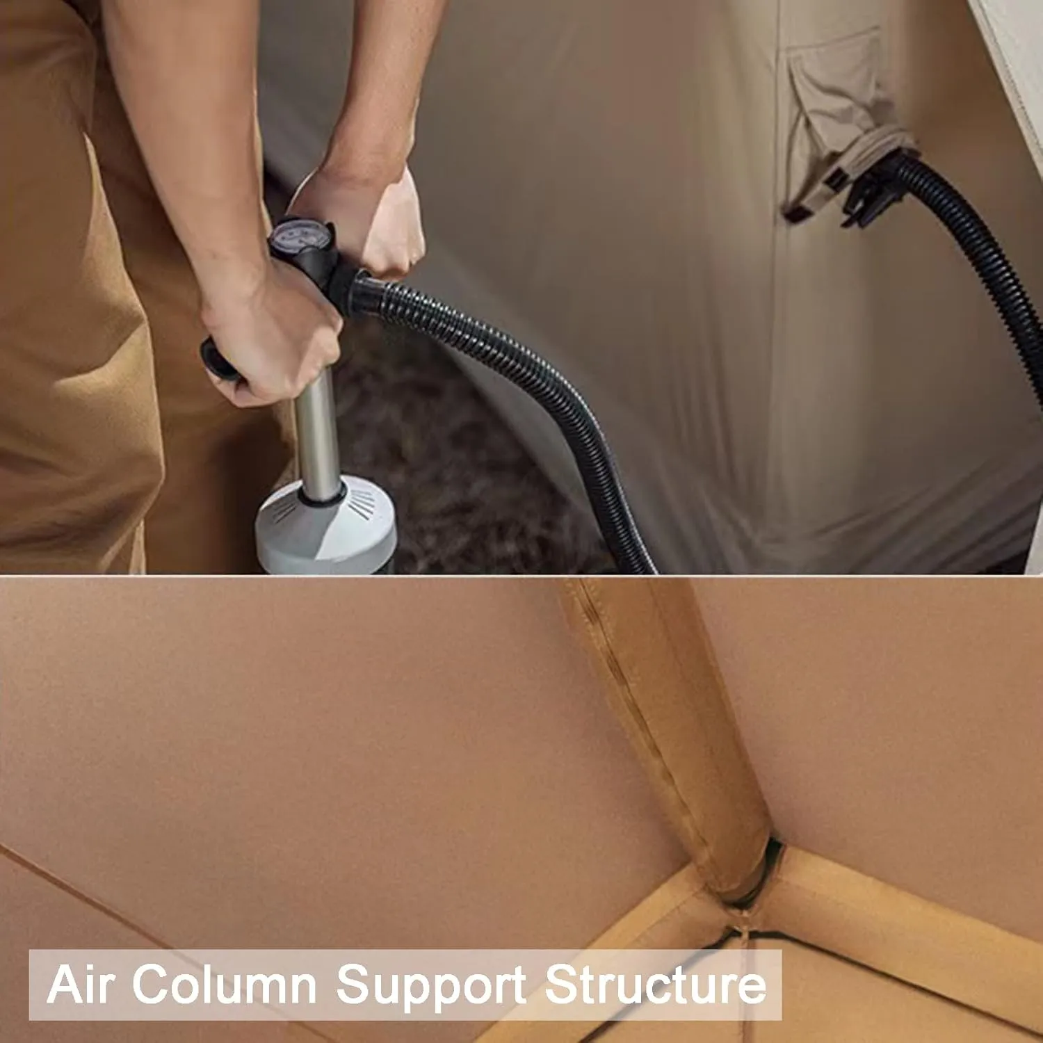 Inflatable Canvas Tents for Family Camping,Camping Yurt Tent for Hiking and Backpacking 5-8 Person Dome Camp Tents with Included Tent Gear Loft for Outdoor Accessories