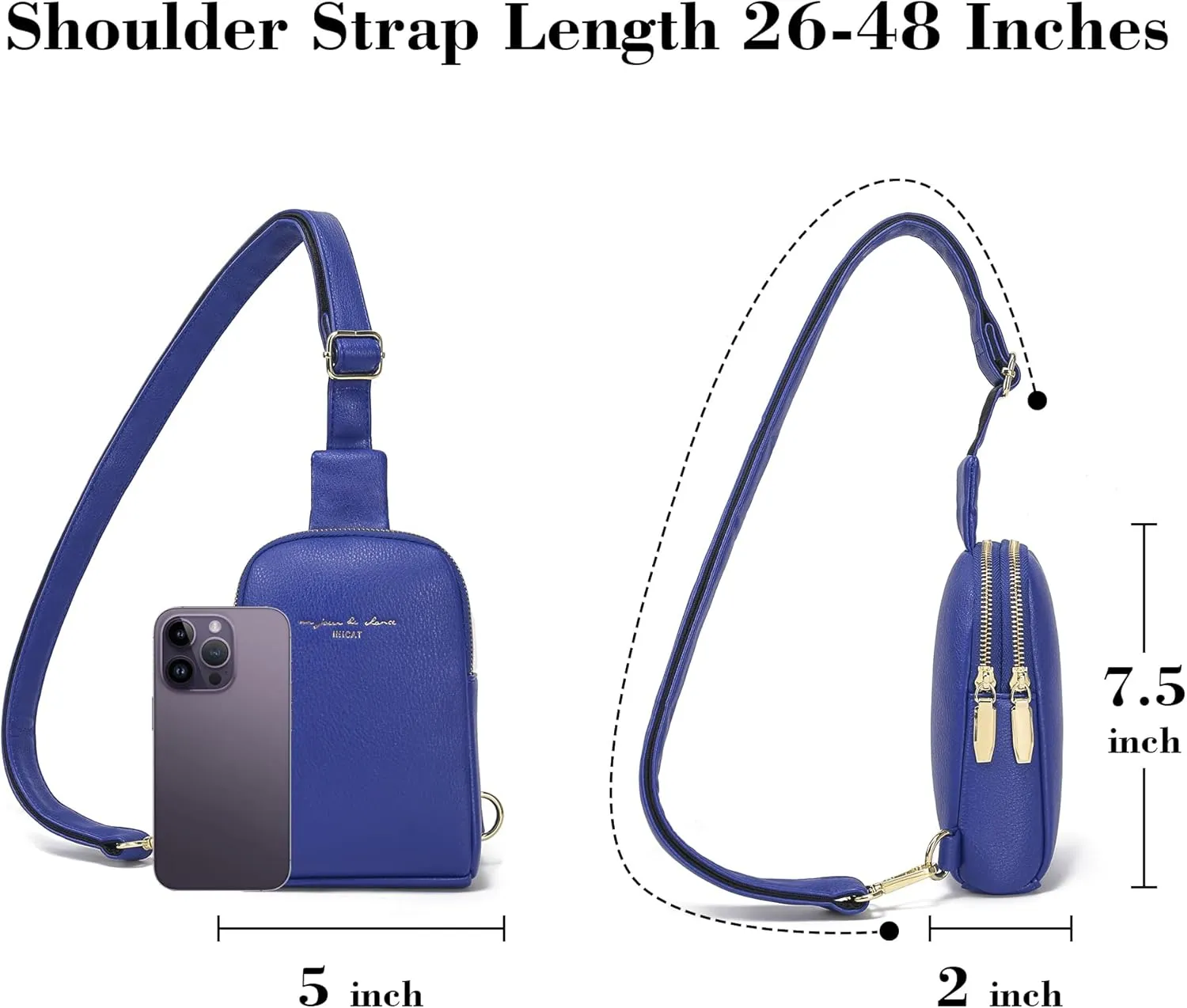 INICAT Small Crossbody Sling Bags for Women Vegan Leather Cell Phone Purse Fanny Packs for Women Men