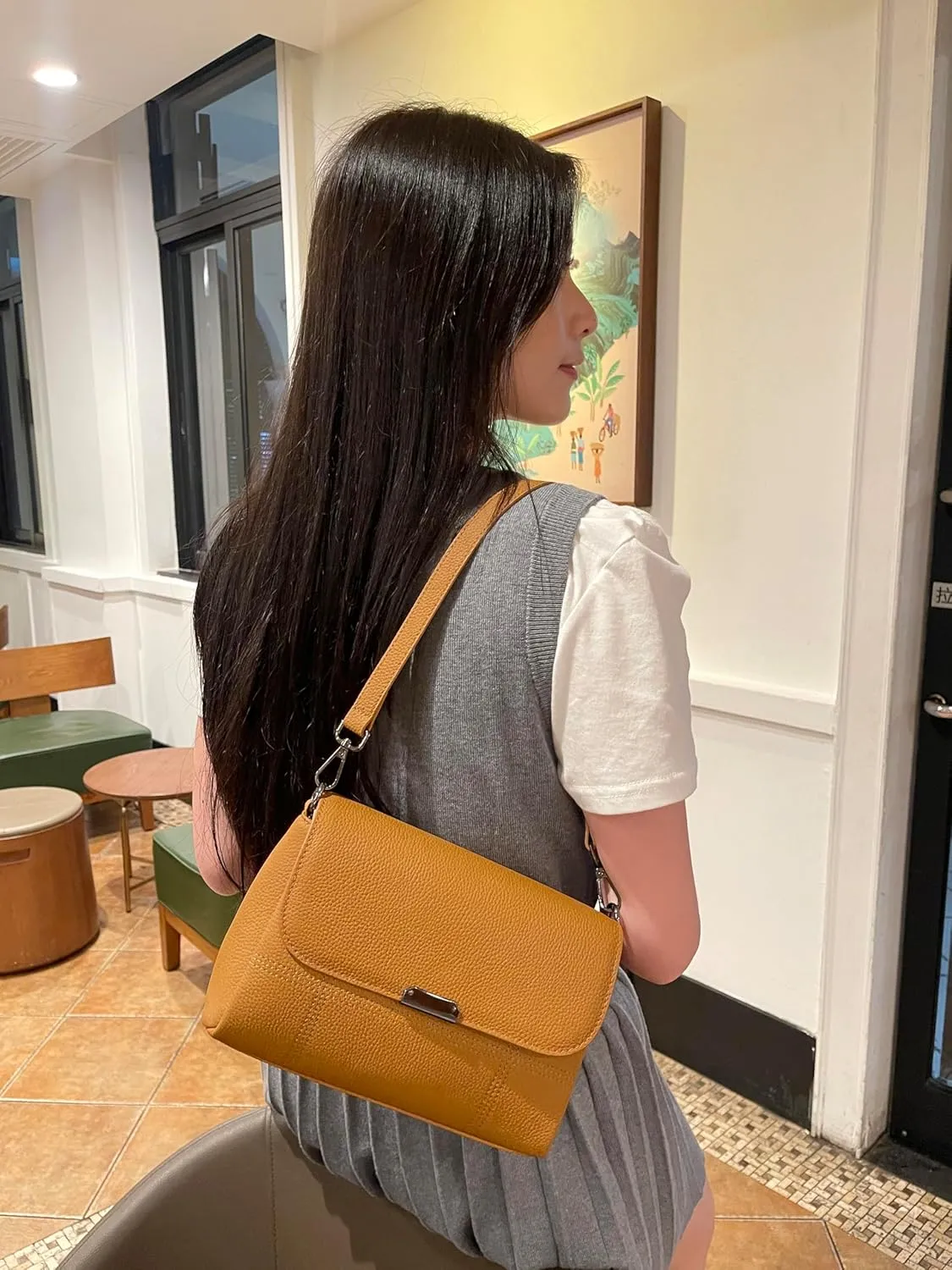 Iswee Genuine Leather Purses for Women Crossbody Bags Designer Shoulder Handbags Ladies Purses Casual Bag