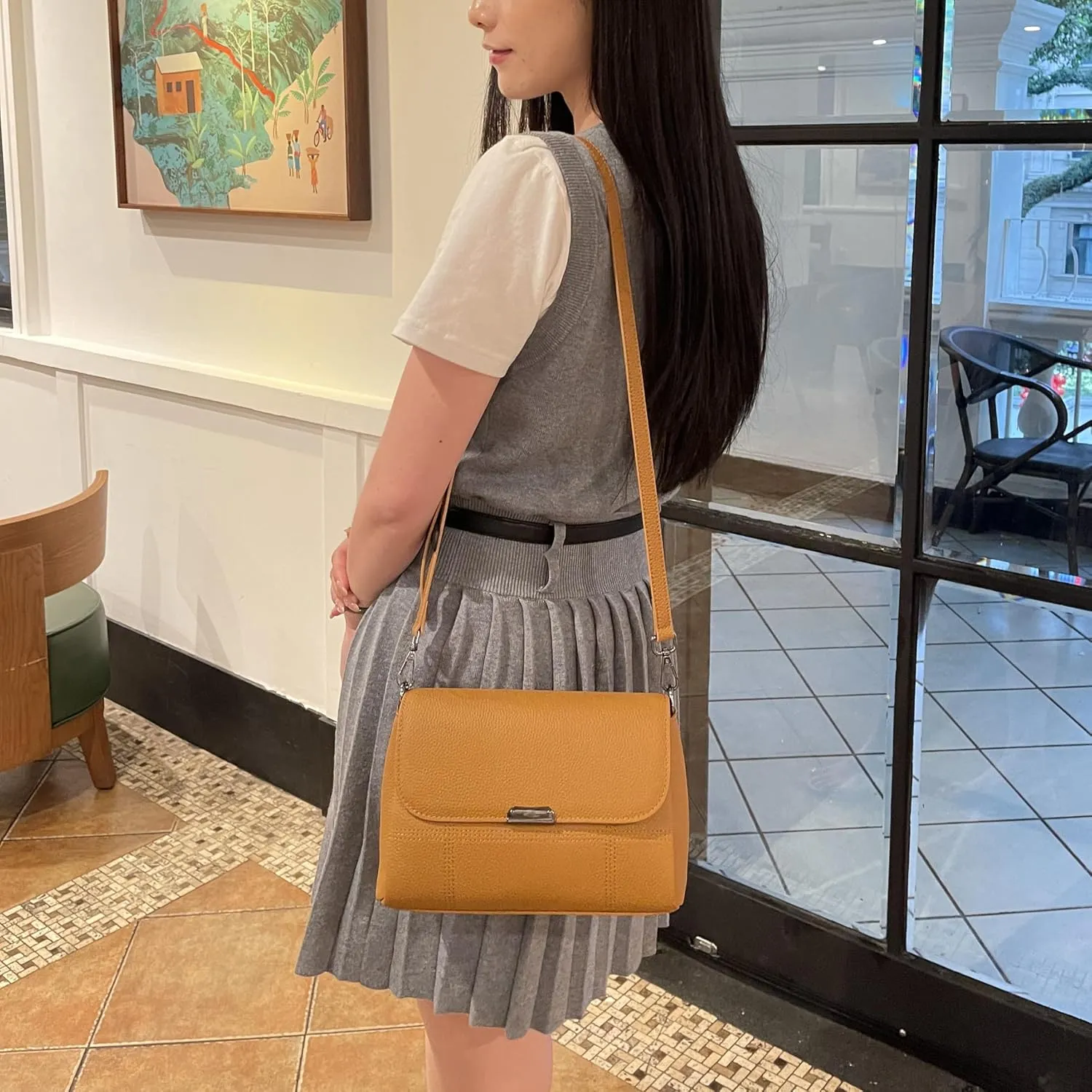 Iswee Genuine Leather Purses for Women Crossbody Bags Designer Shoulder Handbags Ladies Purses Casual Bag