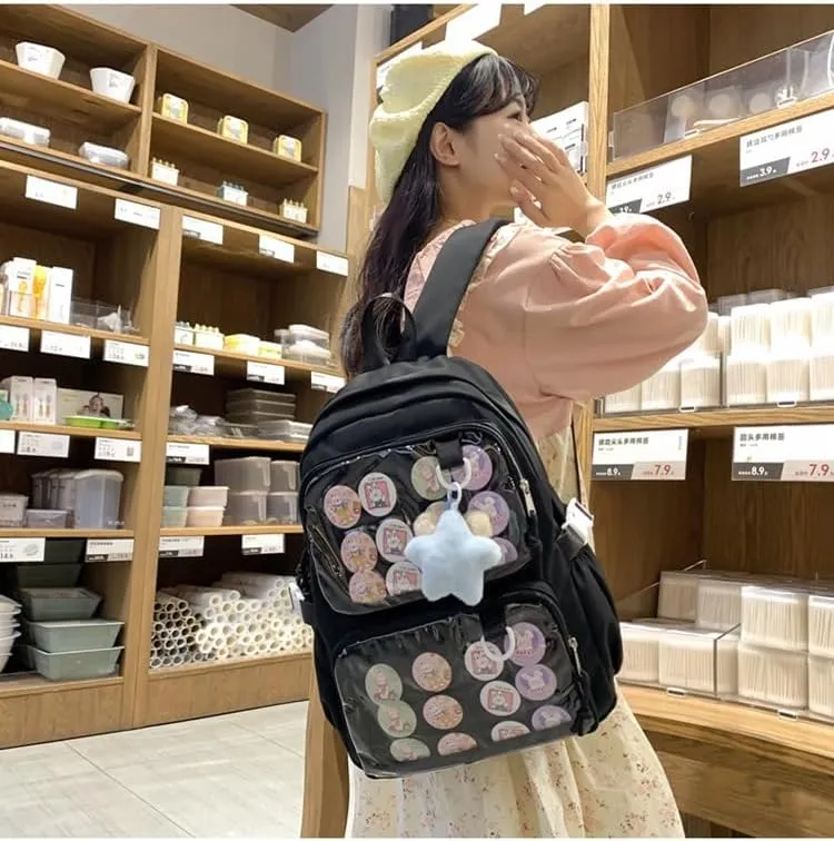 Ita Bag Cute Backpack for Women Men, Backpack Daypack Kawaii Y2K Itabag Lolita Bag Trip Hiking Daypack Daily Use Bag (black)
