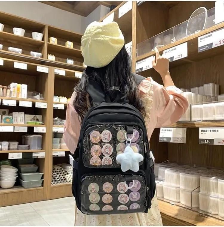 Ita Bag Cute Backpack for Women Men, Backpack Daypack Kawaii Y2K Itabag Lolita Bag Trip Hiking Daypack Daily Use Bag (black)