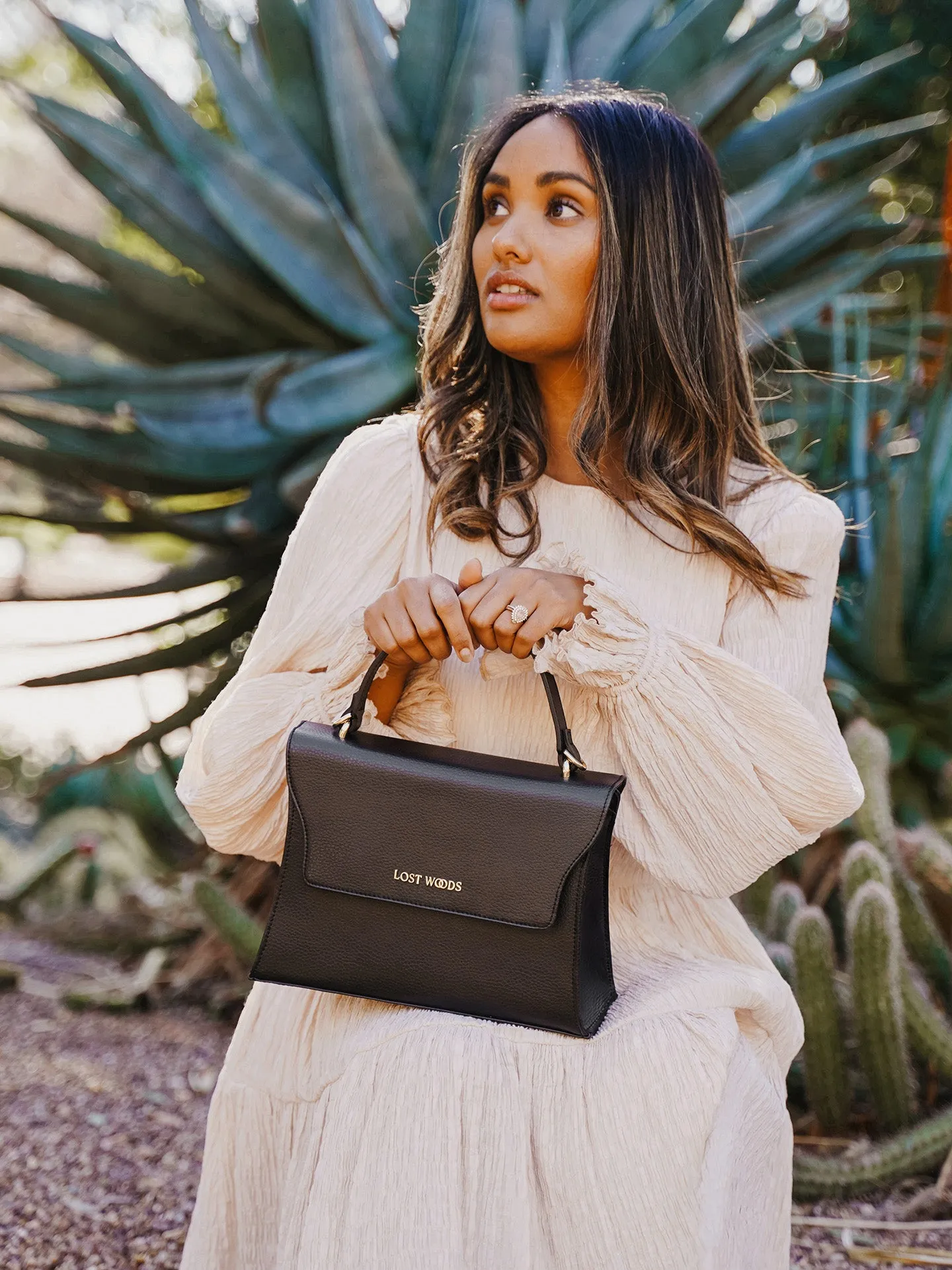 Ivy Top Handle Bag in Black & Gold