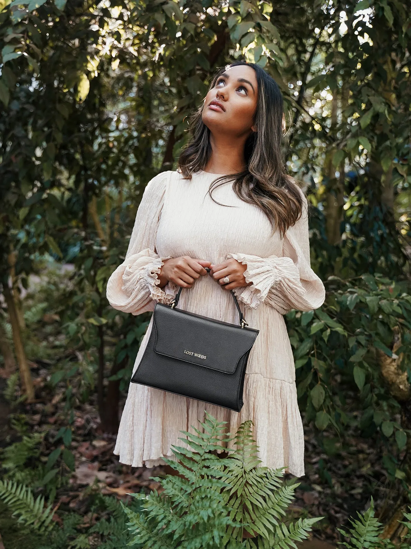 Ivy Top Handle Bag in Black & Gold