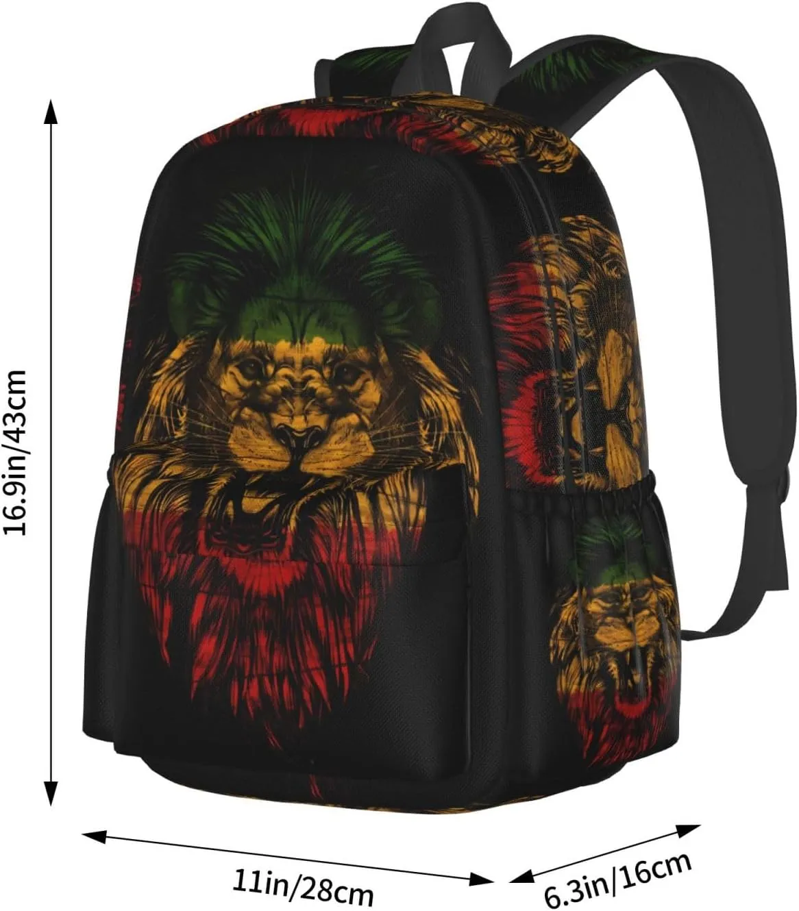Jamaican Rasta Lion Flag Laptop Backpack Work Travel Backpacks Business Rucksack Casual Outdoor Daypack with Adjustable Strap Bags for Sports Office Gym Hiking