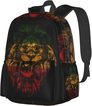 Jamaican Rasta Lion Flag Laptop Backpack Work Travel Backpacks Business Rucksack Casual Outdoor Daypack with Adjustable Strap Bags for Sports Office Gym Hiking