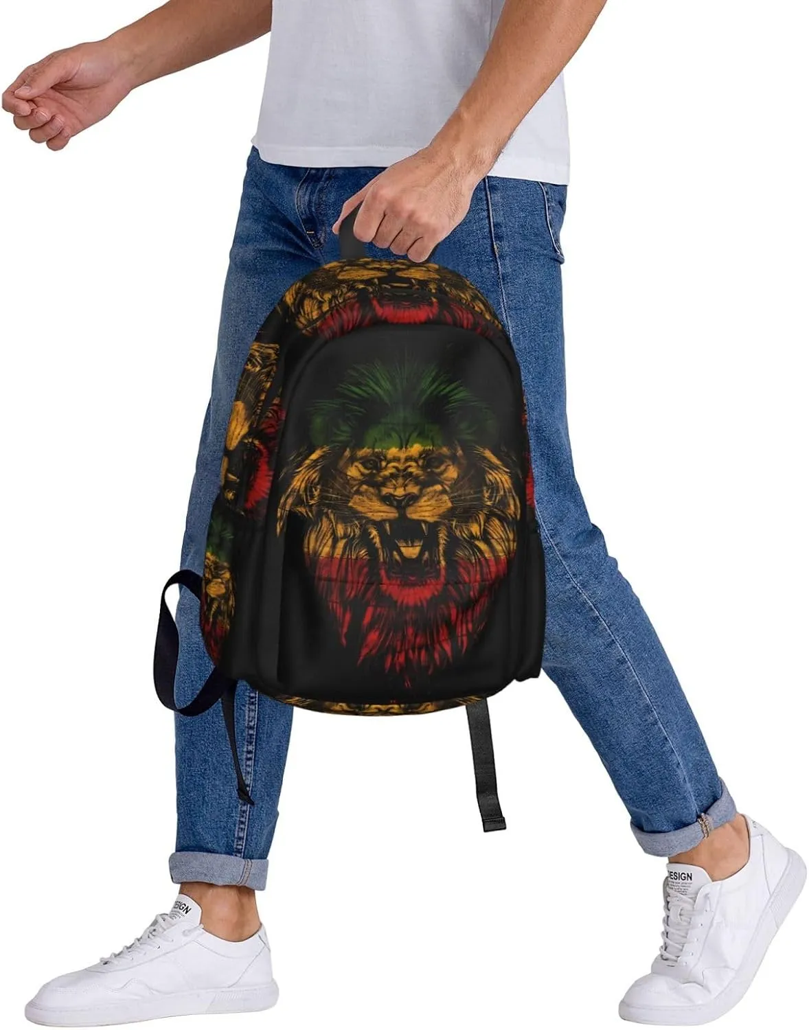 Jamaican Rasta Lion Flag Laptop Backpack Work Travel Backpacks Business Rucksack Casual Outdoor Daypack with Adjustable Strap Bags for Sports Office Gym Hiking