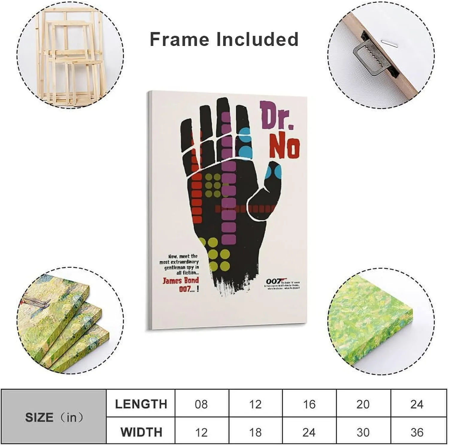 James Bond 007 Dr. No Movie Poster (9) Wall Art Poster Bedroom Prints Home Decor Hanging Picture Canvas Painting Posters 24x36inch(60x90cm)