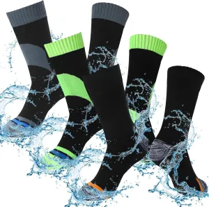 Janmercy 3 Pairs Unisex Waterproof Breathable Knit Socks for Men Women Socks for Hiking Wading Running Skiing, 3 Colors